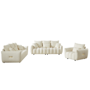 1 Seater + 3 Seater + 3 Seater, Combo Sofa Modern Living Room Sofa, Teddy Sofa, Wooden Frame, 7 Cushions, Apartment Sofa Furniture