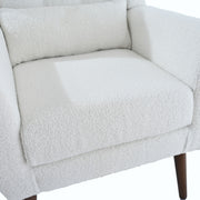 Modern Accent Chair, Arm Chairs For Living Room, Upholstered Mordern Armchair, Comfy Soft Padded Lounge Chair In Small Space, Bedroom, With Pillow, Solid Wood Leg