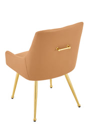 Leather Upholstered Modern Dining Chair with Diamond Tufted Button Back - Dining Room Negotiation Room Cafe Office Accent Chair (Light Brown, Set of 2)