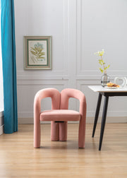 Contemporary Designed Velvet Fabric Upholstered Accent/Dining Chair /Barrel Side Chairs Kitchen Armchair for Living Room set of 2 (Pink Velvet)