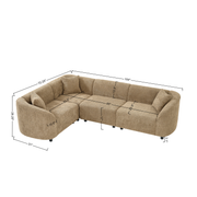 L-Shaped Curved Contemporary Sectional Sofa in Camel: Plush 4-Seater, Sculptural Design & Premium Bouclé Upholstery – Modern Luxury for Spacious Living