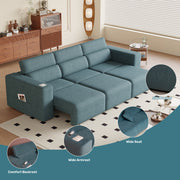 Power Reclining Sofa, Electric 3-Seat Recliner Sofa Modular Recliner Couch with Bluetooth stereo, Wireless Charging, Side Pocket, Power Recliner Couch for Living Room, Home Theater, Apartment