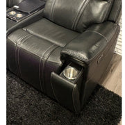 GARY BLACK LEATHER 3 PIECE POWER CONSOLE RECLINING LOVESEAT,SOFA AND RECLINER