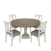 Tannen - Round 5 Piece Dining Table (Set of 5) - White And Gray