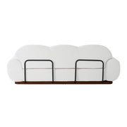Round Arm Cloud Curved 3 Seater Modern Upholstered Chenille Sofa,Snow White