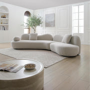 Modern Curved Modular Sofa, Boucle 5-Seater Sofa For Living Room, Bedroom, Beige Color, Crescent Shape And Butterfly Backrest Make The Whole Space Full of Curves, 2 Pillows,W2664S00049-W2664S00118