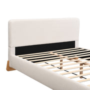 Elegant Boucle Upholstered Bed, A Luxurious and Comfortable Bedroom Centerpiece, Full Size, White