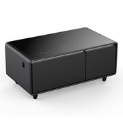 Modern Smart Coffee Table With Built-In Fridge - tooth Speaker, Wireless Charging, Touch Control Panel, USB Interface, Outlet Protection, Atmosphere Light