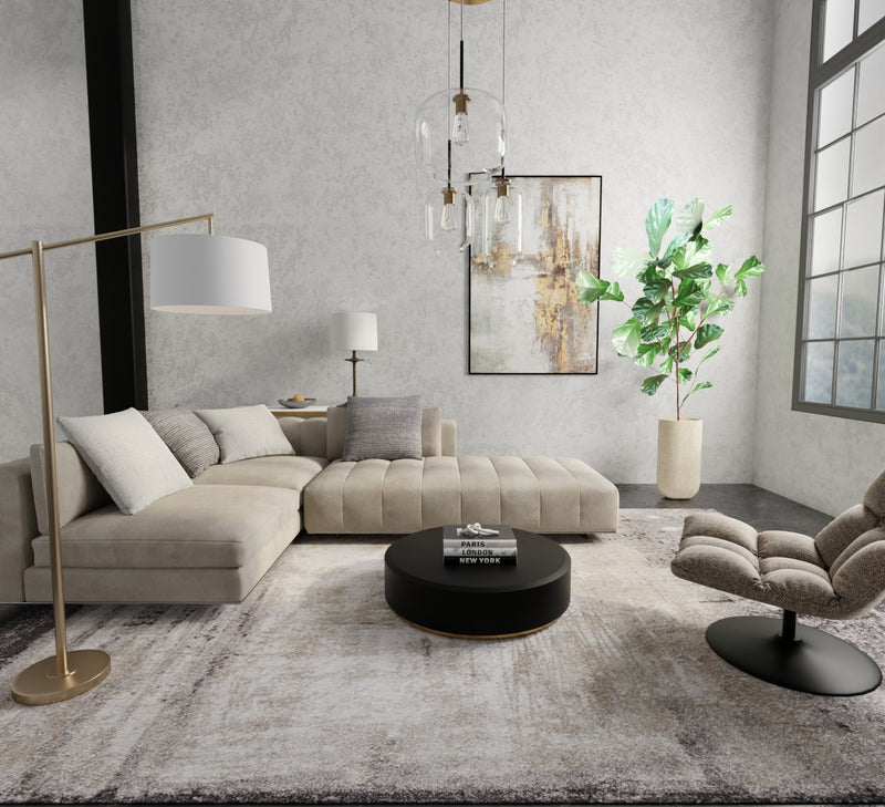 Skyview Modern Abstract, Gray/Ivory/Taupe