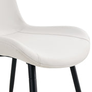 Table and chair set.42 inch modern minimalist brown wood grain round dining table set.Paired with 6 White Artificial PU Chairs With Curved Widened Cushion Design.Suitable for dining rooms,office,etc.