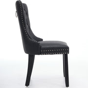 Dining Room Chairs Set of 2,Vintage Sheepskin Texture PU Leather,High Back with Button Tufted & Nailhead Trim,Wood Frame,S-Spring & Resilient Sponge Cushion,Ideal for Kitchen,Charcoal Black,SW1101BK