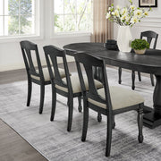 (1 Table+6 Chairs)Mid Century 94.06 Inch Extendable 7 PCS Wooden Dining Table Set for 6 Persons,Curved Dining Table,Modern Large Kitchen Table and Upholstered Dining Chairs for Living Room,Restaurant