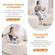 Boneless L-Shape Sectional Sofa with Curved Chaise,White Modular Chenille Compression Couch,30D High-Density Foam,Minimalist Modular Couches Sleeper for Living Room Bedroom Apartment Lounge.