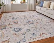 Pasha Transitional Floral & Botanical, Ivory/Blue/Gold