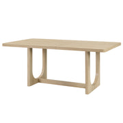 7-Piece Dining Table Set for 6, 68 Inch Rectangular Kitchen Table with 6 Upholstered Chairs, Natural Wood Dining Room Furniture Set with Sturdy U-Shaped Frame for Family, Apartment, Dining Room