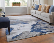 Gaspar Modern Abstract, Blue/Gray/White