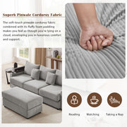 Modern Style Loveseat Sofa Sectional Sofa Couch With Storage Space, A Movable Ottoman, Two USB Ports, Two Cup Holders, A Phone Holder For Living Room
