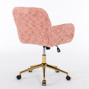 Office Chair, Artificial Rabbit Hair Home Office Chair With Metal Base, Adjustable Desk Chair Swivel Office Chair, Vanity Chair