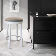 360° Swivel Wooden Barstools With Upholstered Seat, Counter Height (Set of 2)