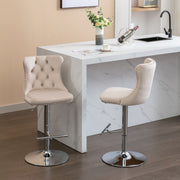 Swivel Barstools Adjusatble Seat Height From 25-33", Modern Upholstered Base Bar Stools With Backs Comfortable Tufted For Home Pub And Kitchen Island (Set of 2)