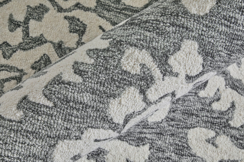 Belfort Traditional Floral & Botanical, Gray/Ivory/Black
