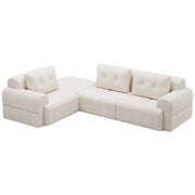 Modular Sectional Sofa Couch with Chaise, Full-Foam Structure, Compression Packaging Design, Woven Texture Upholstery, Oversized Modern Sofa for Living Room
