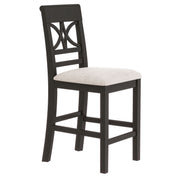TOPMAX 6-Piece Wood Counter Height Dining Table Set with Storage Shelf, Kitchen Table Set with Bench and 4 Chairs,Rustic Style,Espresso+Beige Cushion (old sku: N717S000257AAP)