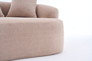Old Sku: W2231P292607 Compression Loveseat Sofa, Curved Modern Styles Sofa for Small Spaces & Apartments, 30D Chenille No-Assembly,3 Throw Pillows. Warm Beige.