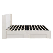Large-capacity upholstered storage bed with drawers,Beige,King