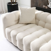 Eden Modern Tufted Chesterfield Boucle Fabric Sofa in Cream, Luxurious Living Room Furniture 33'H x 86.6'W x 37.4'D