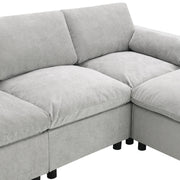 Modular Sectional With Storage Pockets, 5 Seat U Shaped Couch Set With Pillows, Free Combination Modern Cloud Sofa With 2 Movable Ottoman