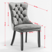 Dining Room Chairs Set of 2,Vintage Sheepskin Texture PU Leather,High Back with Button Tufted & Nailhead Trim,Wood Frame,S-Spring & Resilient Sponge Cushion,Ideal for Kitchen,Charcoal Black,SW1101BK