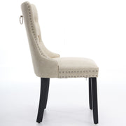 Dining Room Chairs Set of 2,Vintage Sheepskin Texture PU Leather,High Back with Button Tufted & Nailhead Trim,Wood Frame,S-Spring & Resilient Sponge Cushion,Ideal for Kitchen,Beige,SW1101BG