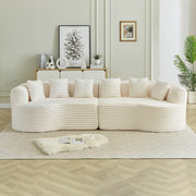 Modern Bone-Free Cloud Sectional Sofa, 111.5-Inch Oversized Four-Seater with Deep Seat Design in Beige Corduroy Fabric, 6 Pillows