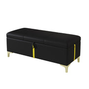 2-Pieces Bedroom Sets,Queen Size Upholstered Platform Bed with Hydraulic Storage System,Storage Ottoman with Metal Legs,Black(Old SKU:N733S207778B)