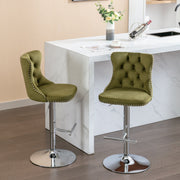 Swivel Barstools Adjusatble Seat Height From 25-33", Modern Upholstered Base Bar Stools With Backs Comfortable Tufted For Home Pub And Kitchen Island (Set of 2)