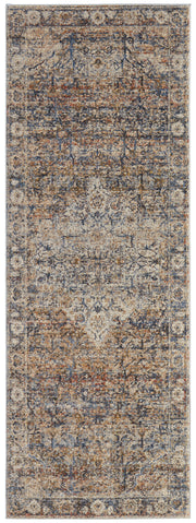 Kaia Transitional Medallion, Tan/Orange/Blue