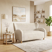Nordic Chair Laid-back Style loveseats 58 inches - chenille Fabric Sofa Chair, Decorative Sofa, Curved Backrest, Living Room Study Leisure Room ,Camel
