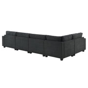 U Shaped Sectional Sofa 6 Seat Couch Set With Oversized Ottoman, Hidden Armrest Storage And Cup Holders USB Charging Ports Wide Seat Sofa