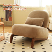 Cute Accent Chair with Solid Wood Legs, Living Room Chair with Soft Fabric Cushion, Cozy Bedroom Chair, Comfy Armless Reading Chair for Apartment, Waiting Room, Balcony,Set of 2(Camel)