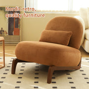 Cute Accent Chair with Solid Wood Legs, Living Room Chair with Soft fabric Cushion, Cozy Bedroom Chair, Comfy Armless Reading Chair for Apartment, Waiting Room, Balcony,Set of 2 (Caramel)
