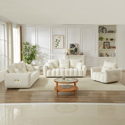 1 Seater + 3 Seater + 3 Seater, Combo Sofa Modern Living Room Sofa, Teddy Sofa, Wooden Frame, 7 Cushions, Apartment Sofa Furniture