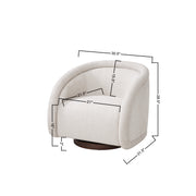 Sabbo Beige Bouclé Swivel Chair with Walnut-Finished Solid Wood Base