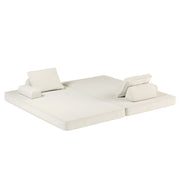 Multifunctional Convertible Sofa Bed With 2 Tumbler Backrests And 2 Pillows, Deep Seat Couch