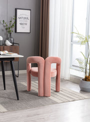 Contemporary Designed Velvet Fabric Upholstered Accent/Dining Chair /Barrel Side Chairs Kitchen Armchair for Living Room set of 2 (Pink Velvet)