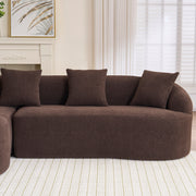 Compression Sponge L-Shape Sectional Sofa with Curved Chaise, Brown Modular Chenille Couch No Assembly Required, 30D High-Density for Living Room Bedroom Apartment Lounge.