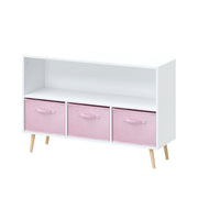 Bookcase With Collapsible Drawers, Book Display Organizer