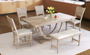 TOPMAX 6-Piece Wood Half Round Dining Table Set Kitchen Table Set with Long Bench and 4 Dining Chairs, Modern Style, Seadrift