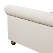 Queen Size Upholstered Bed Frame With Linen Fabric, Thick Headboard And Solid Wood Legs, Beige