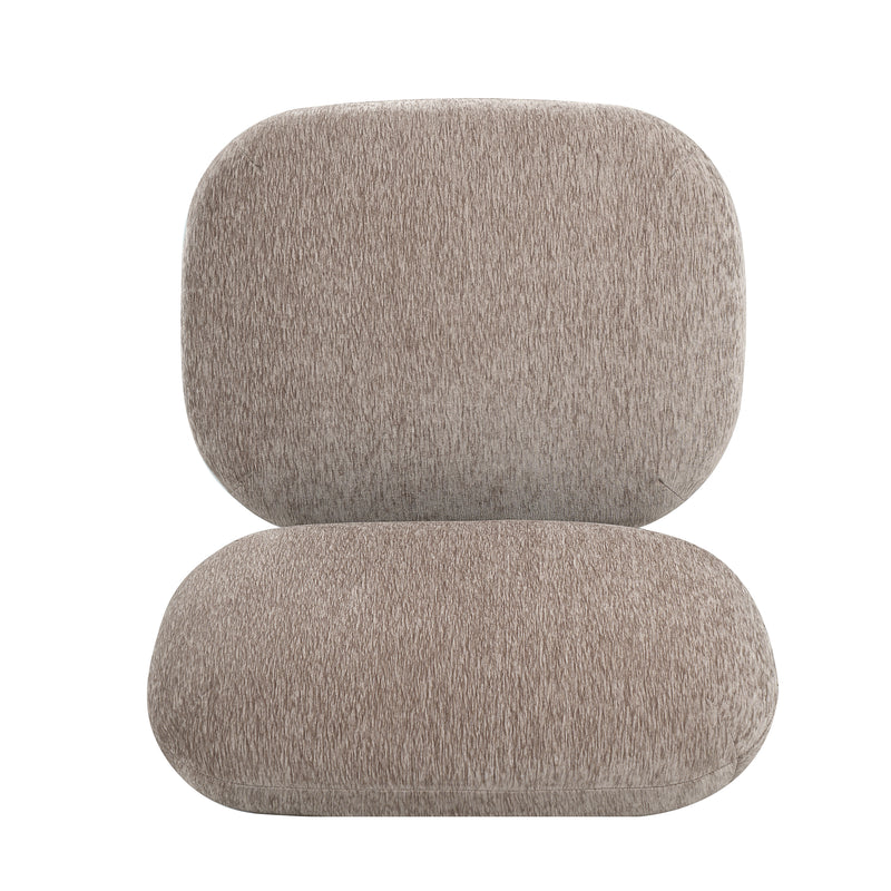 Modern Curved Hollow Base Rocking Accent Chair, Soft Textured Chenille Upholstered Armless Rocker Lounge Chair, Unique Sculptural Rocking Chair for Living Room Bedroom Nursery